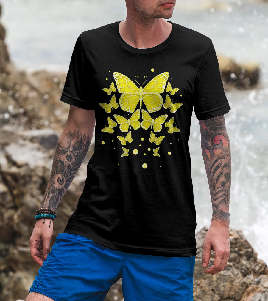 Sarcoma Cancer Awareness Yellow Butterflies T-Shirt