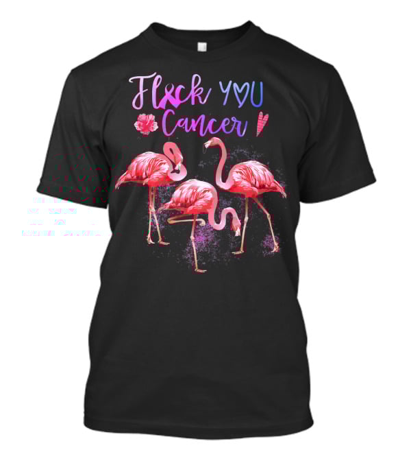 Flock You Cancer Cool Flamingo Pink Ribbon Brexx T-Shirt