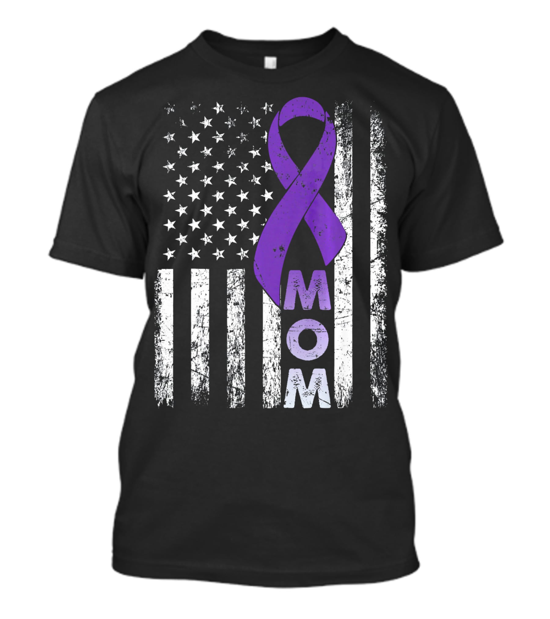 MOM American Flag Pancreatic Cancer Awareness T-Shirt