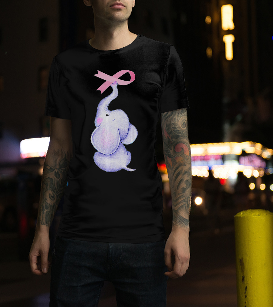 Breast Cancer Awareness Pink Ribbon Elephant T-Shirt