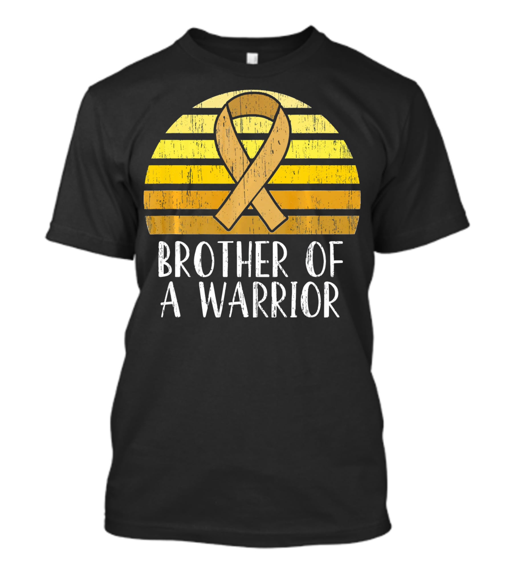 Brother Of A Warrior Childhood Cancer Awareness Ribbon Sunset T-Shirt