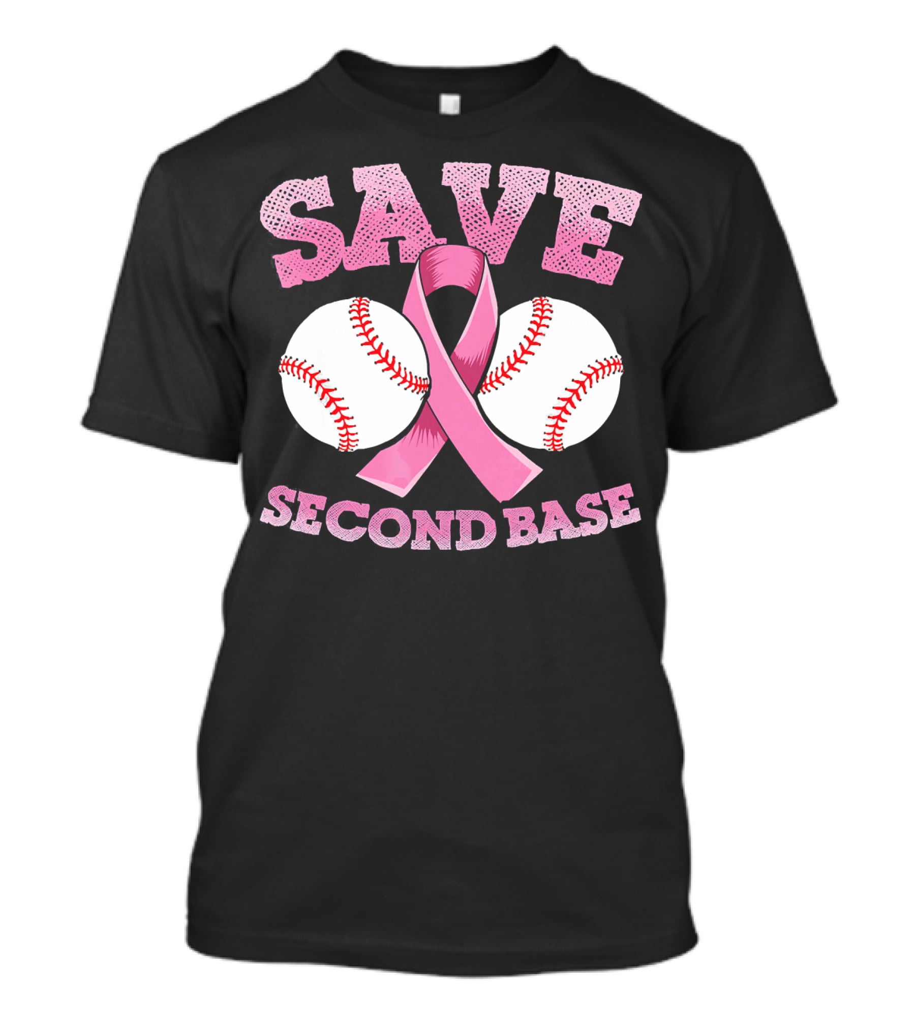 Save Second Base Breast Cancer Awareness Baseball T-Shirt