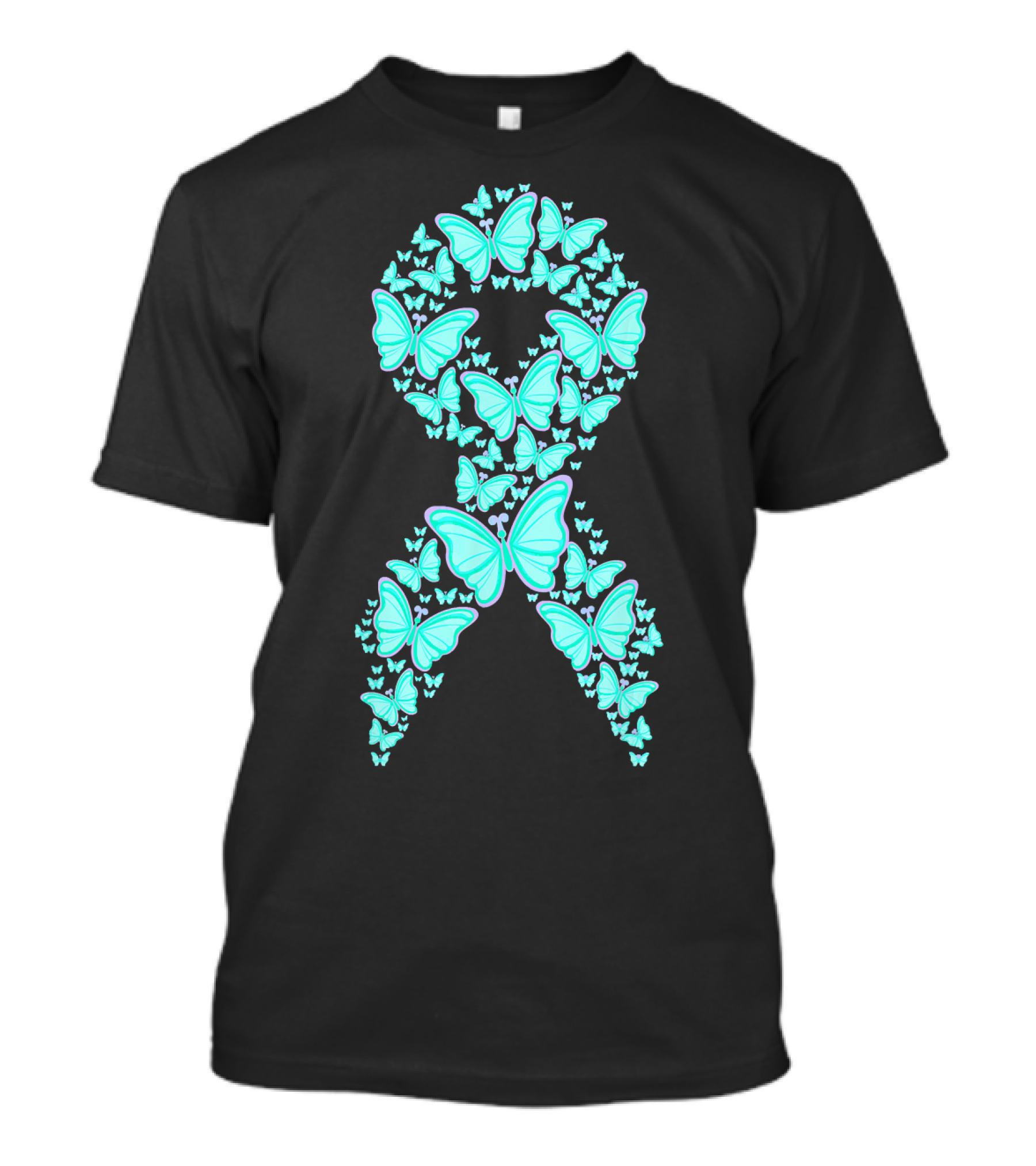 Ovarian Cancer Awareness Butterfly Ribbon Fighter T-Shirt