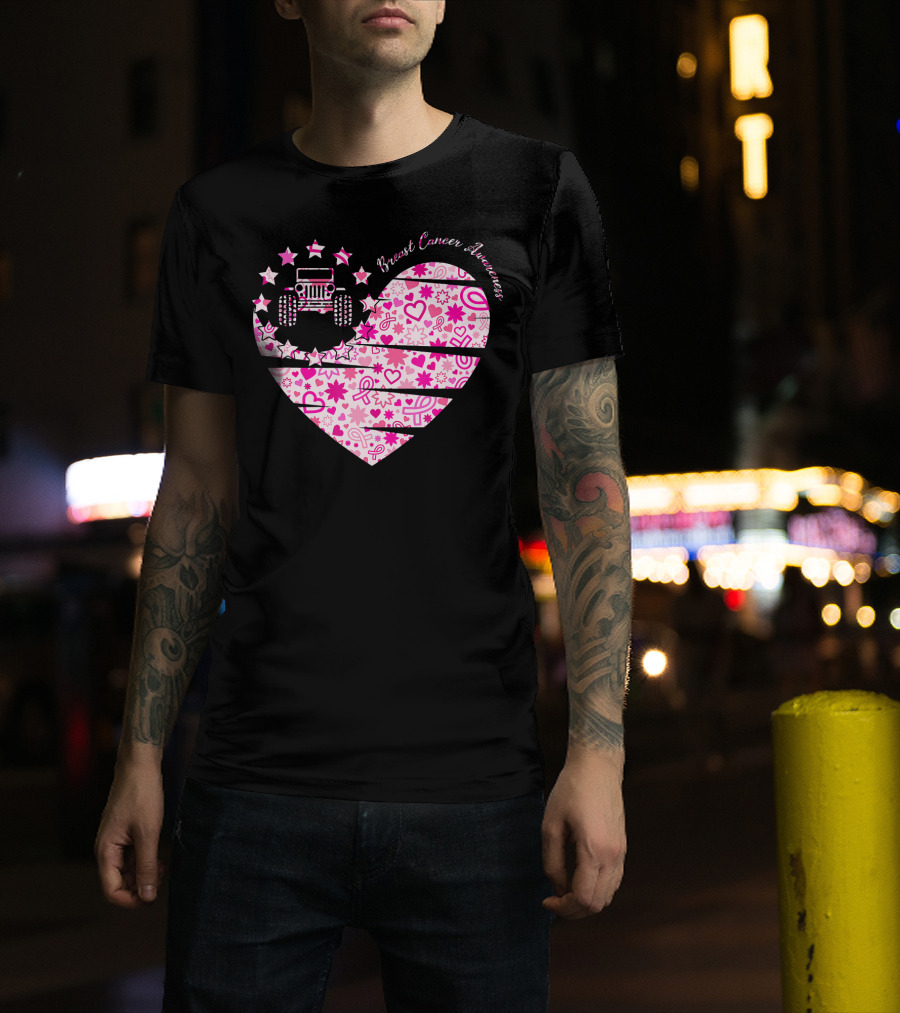 Breast Cancer Awareness Jeep Heart T-Shirt