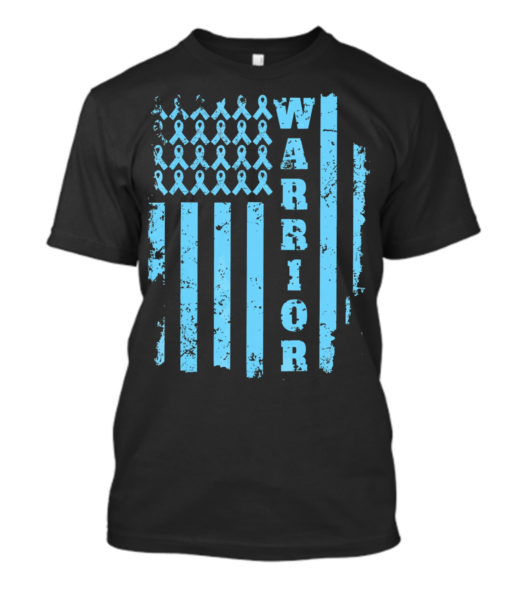 Warrior Prostate Cancer Awareness Blue Ribbon Flag T-Shirt