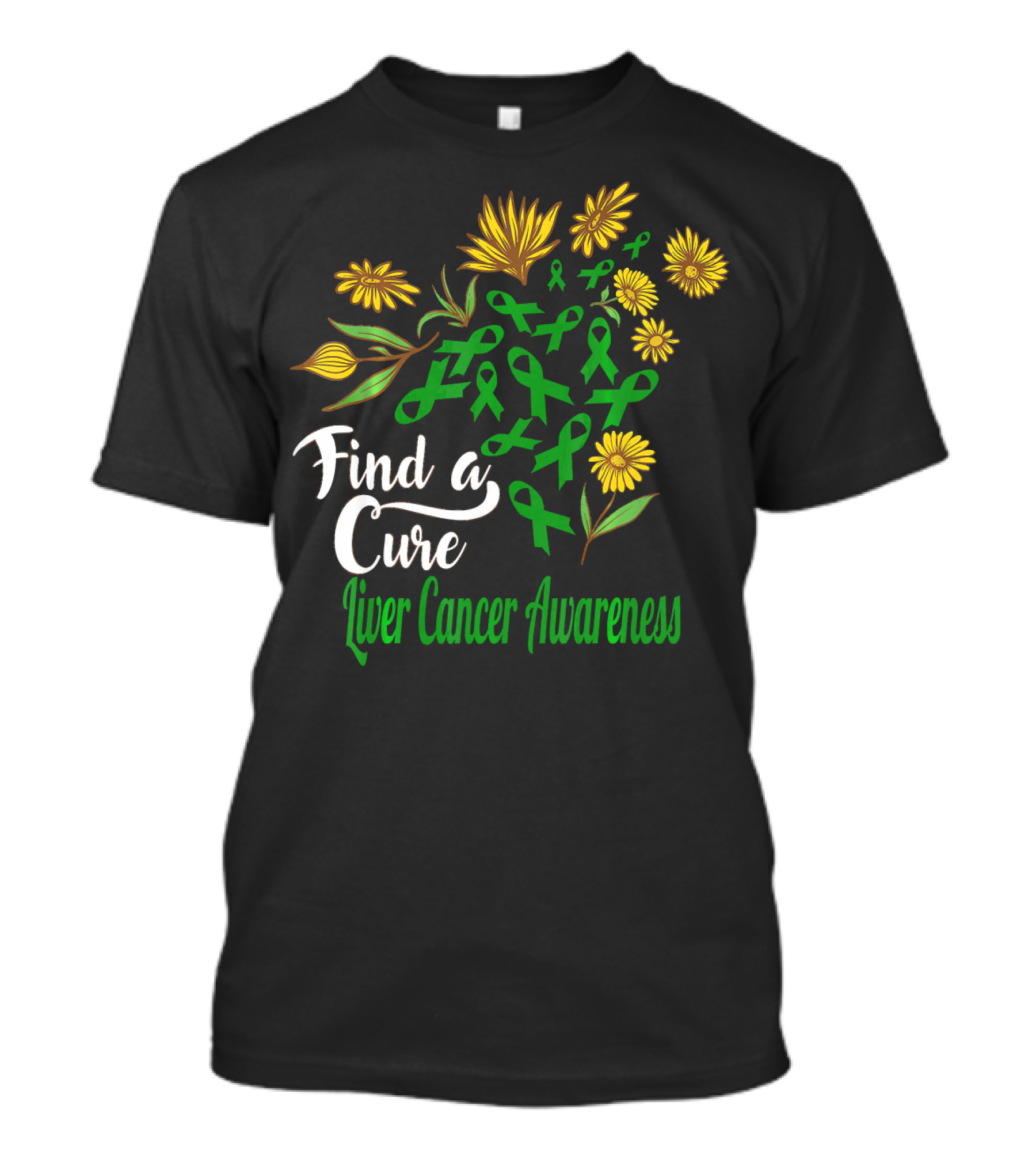 Find A Cure Liver Cancer Awareness Sunflower Ribbons T-Shirt