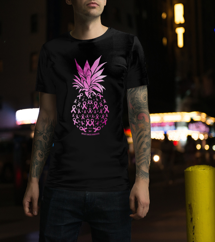 Be A Pineapple Stand Tall Breast Cancer Awareness Pink Ribbons T-Shirt