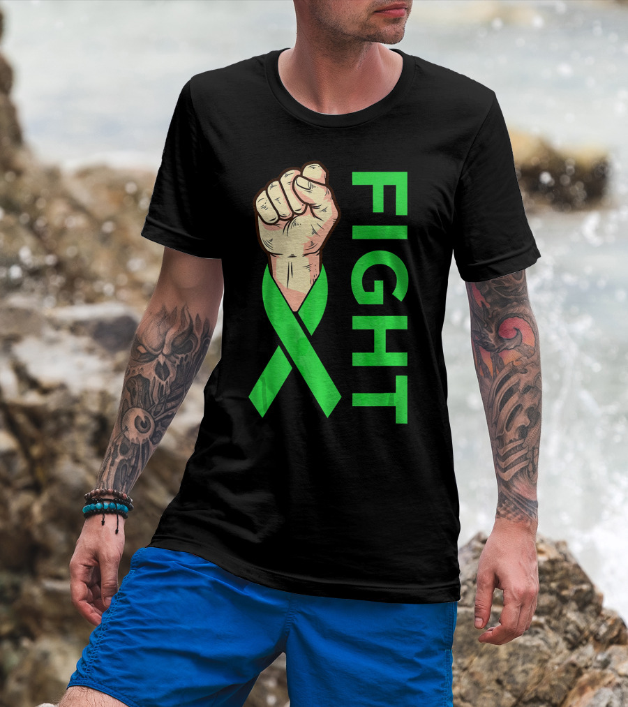 Fist Fight Bile Duct Cancer Green Ribbon Gallbladder T-Shirt