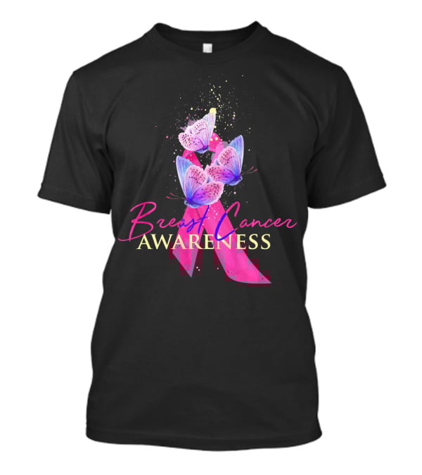 Breast Cancer Awareness Pink Ribbon Butterfly T-Shirt