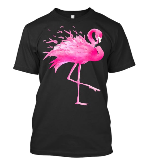 Flamingo Pink Ribbon Breast Cancer Awareness T-Shirt