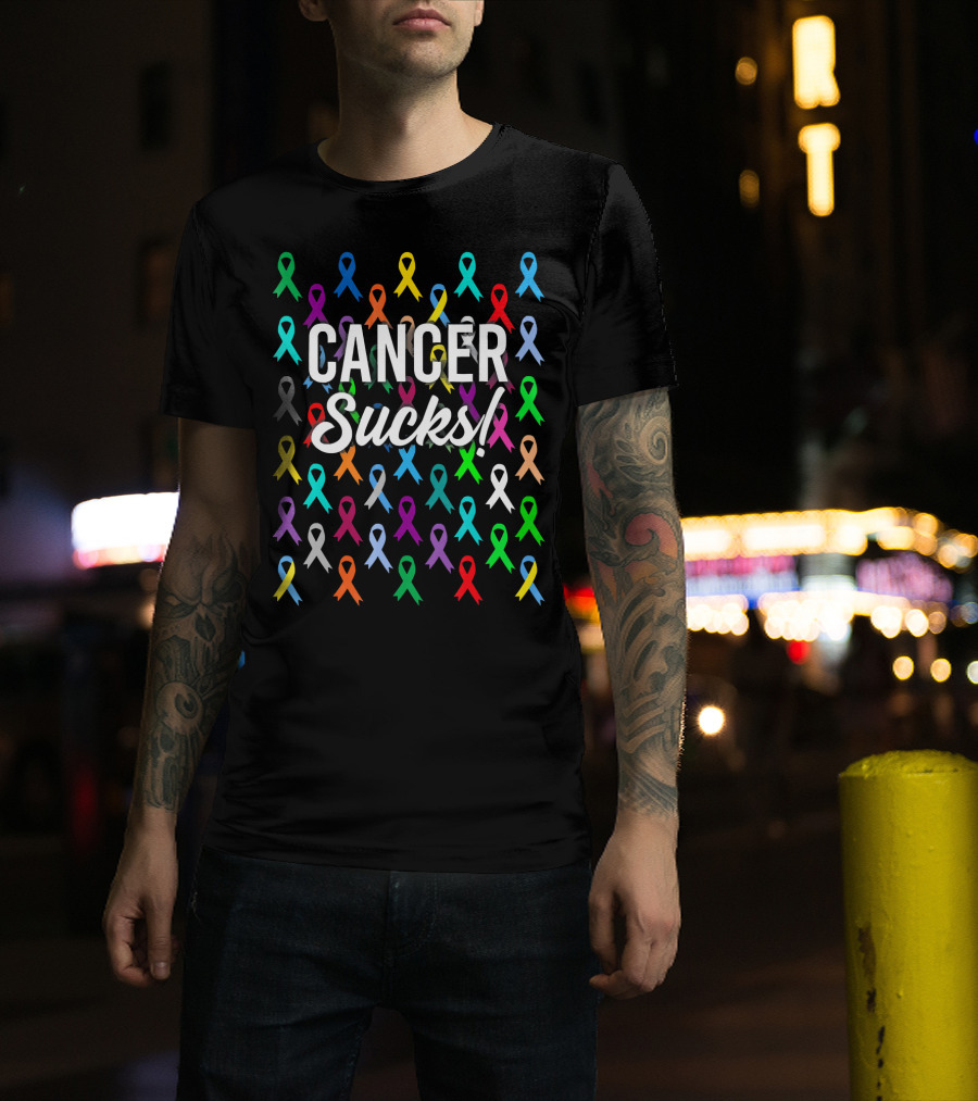 Cancer Sucks Survivor Warrior Ribbon Awareness T-Shirt