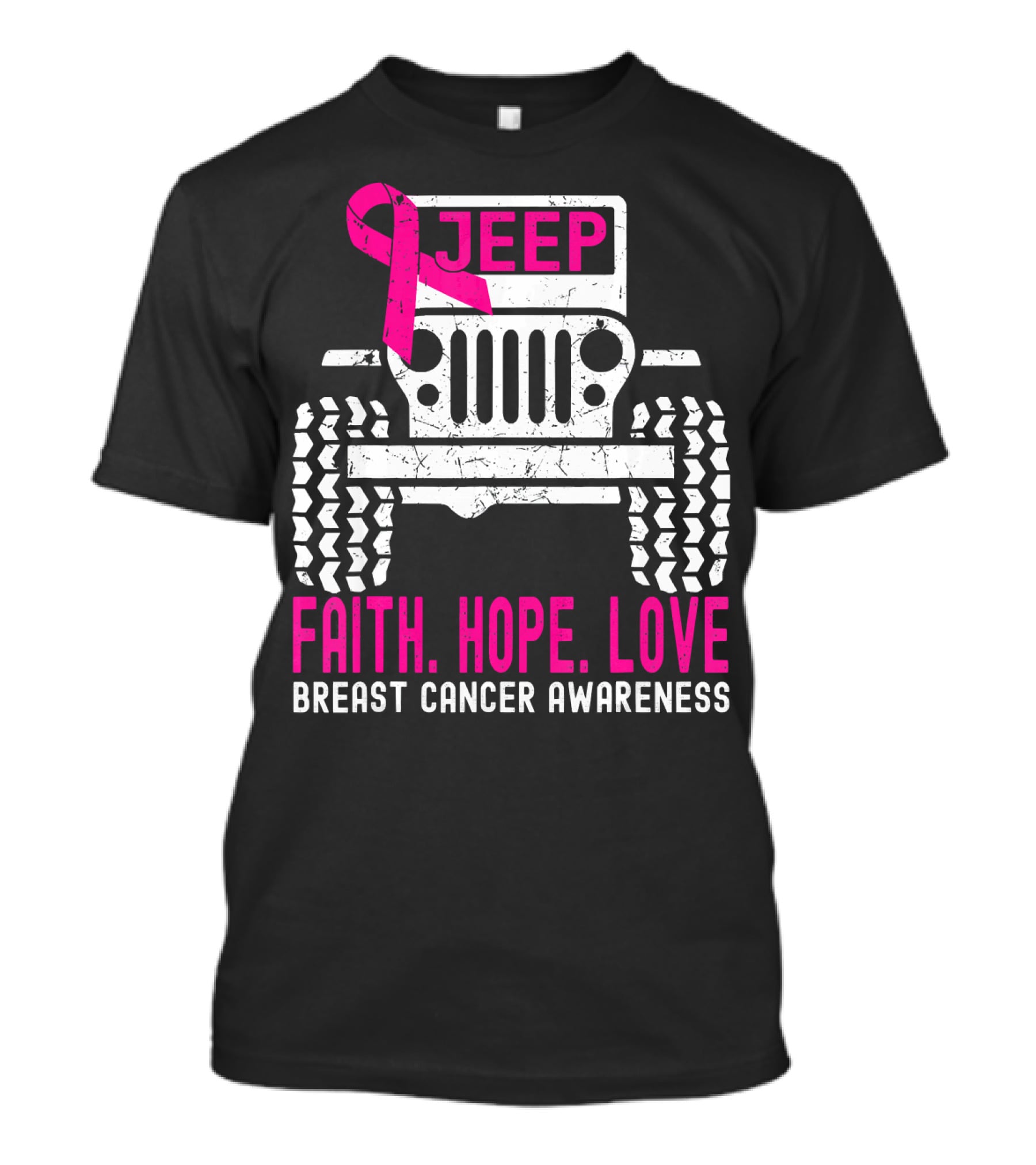 Jeep Faith Hope Love Breast Cancer Awareness T-Shirt