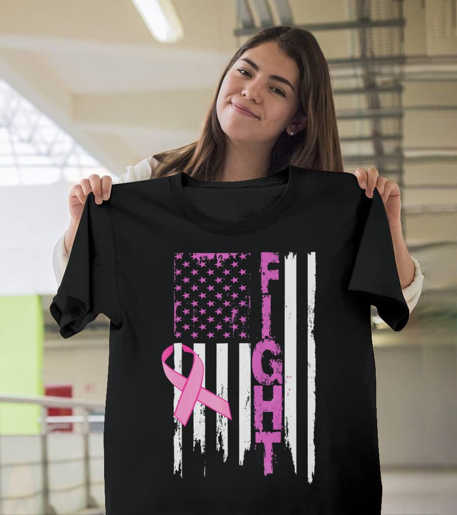 Fight Pink Ribbon Relay For Life Day Flag T-Shirt
