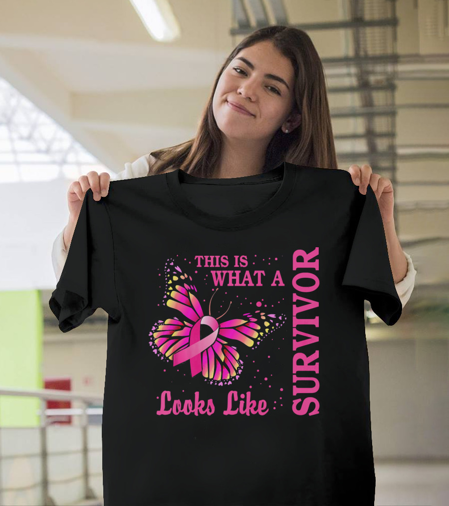 This Is What a Survivor Looks Like Brea Butterfly Pink T-Shirt