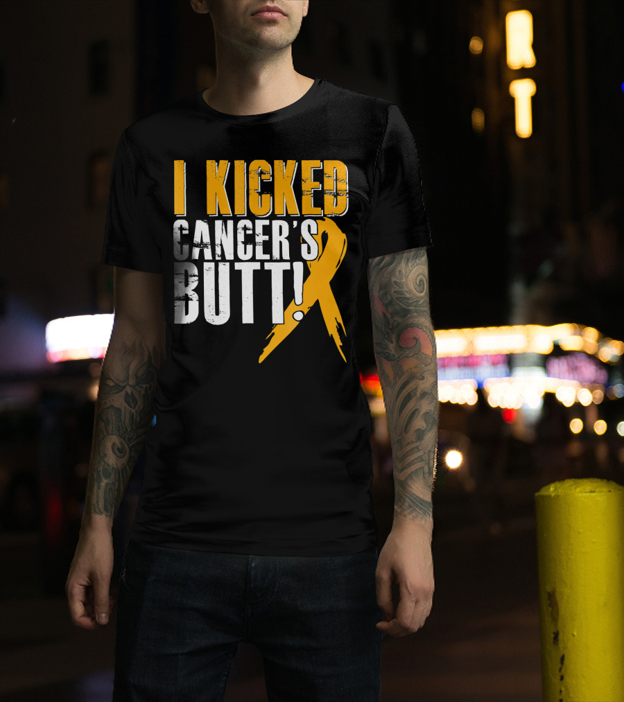 I Kicked Cancer's Butt Childhood Cancer Awareness Survivor T-Shirt