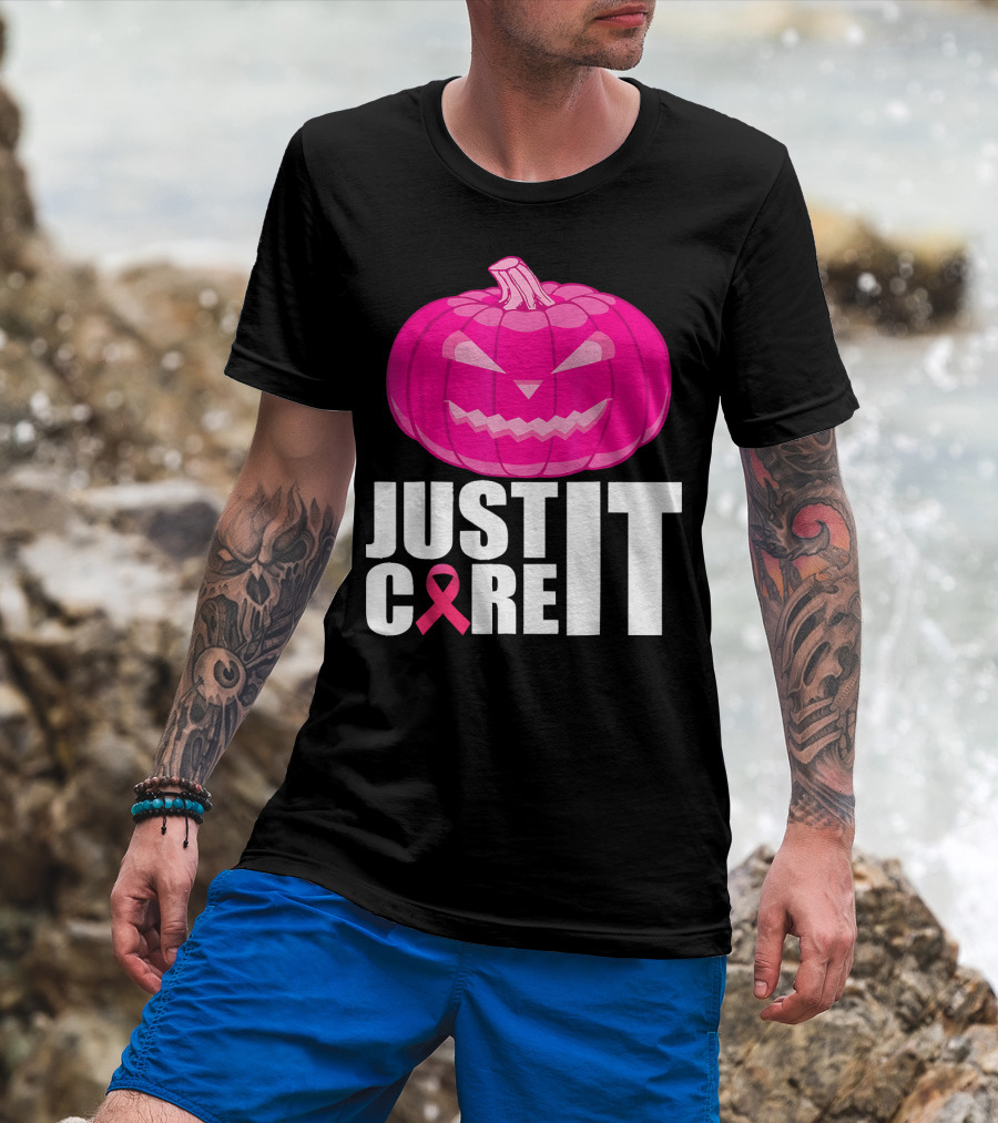 Just Cure It Pink Pumpkin Breast Cancer Awareness T-Shirt
