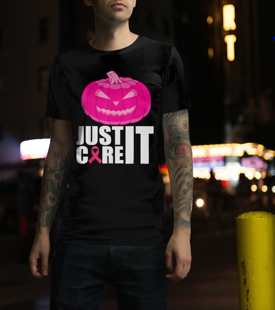 Just Cure It Pink Pumpkin Breast Cancer Awareness T-Shirt