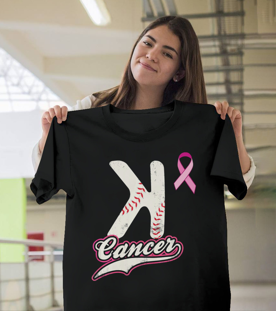 StriKe Out Cancer Baseball Pink Ribbon Support T-Shirt