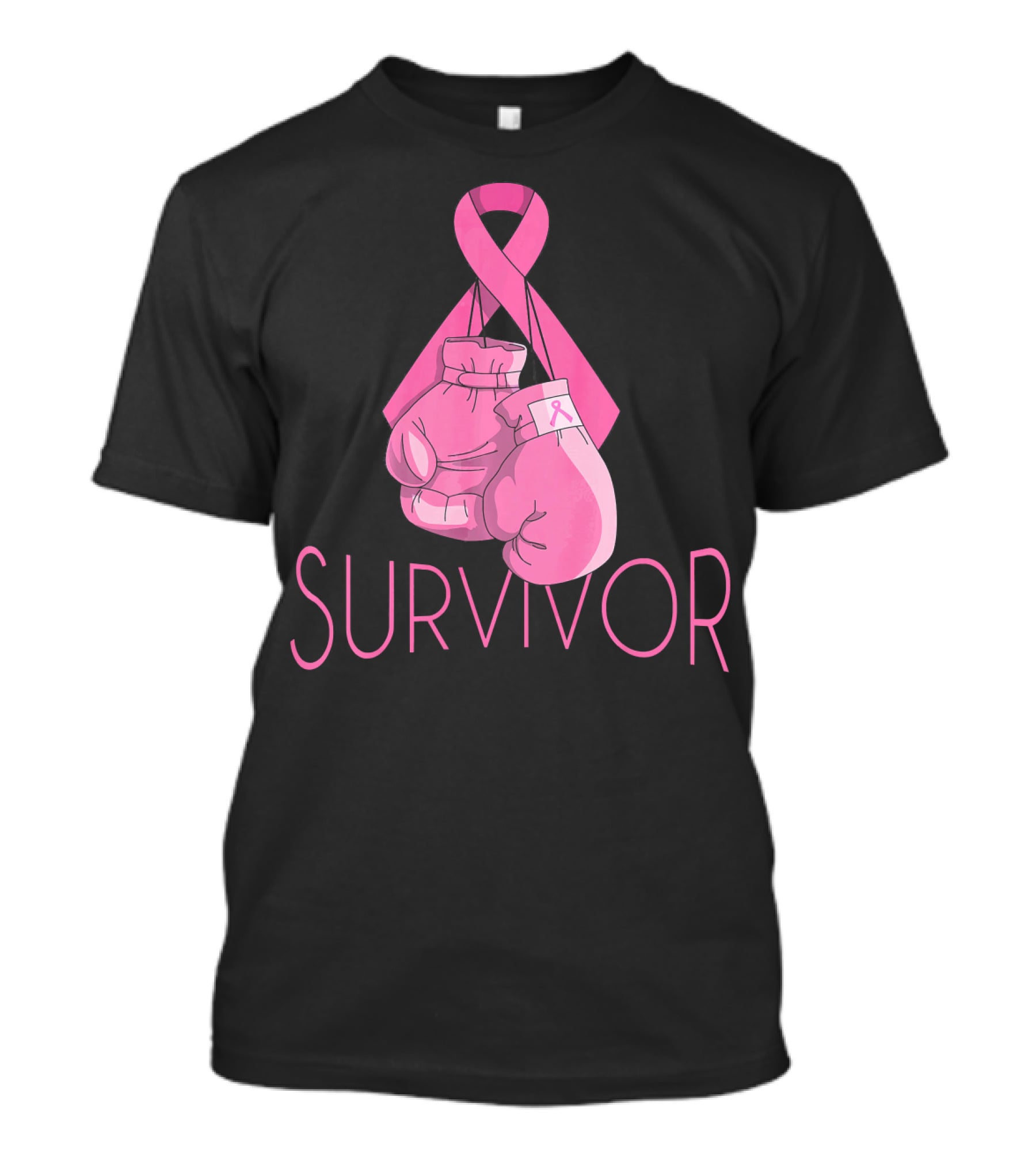 Survivor Breast Cancer Awareness Pink Ribbon Boxing Gloves T-Shirt