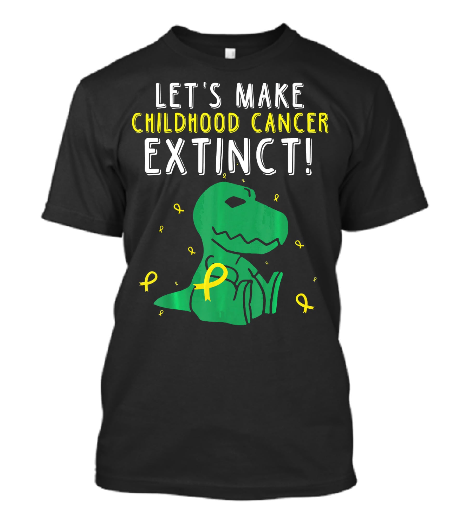 Let's Make Childhood Cancer Extinct T-Rex Dinosaur T-Shirt