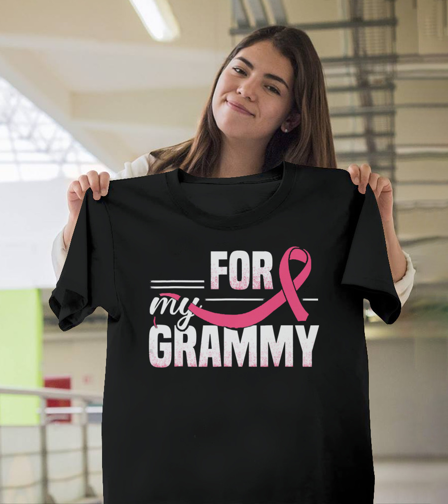 For My Grammy Pink Ribbon Breast Cancer Awareness T-Shirt