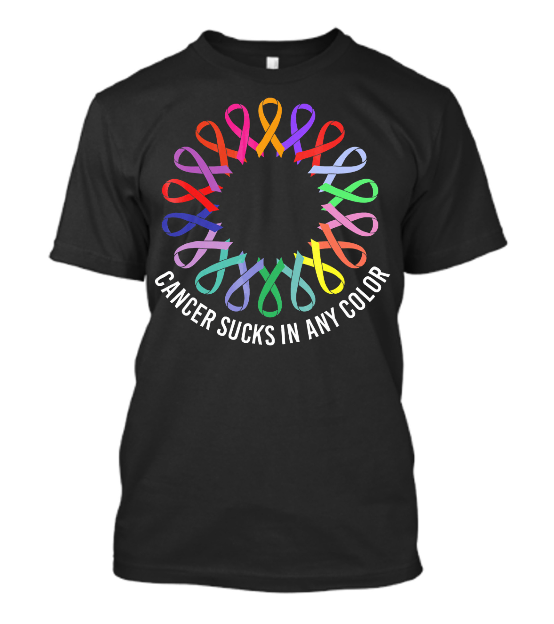 Cancer Sucks In Any Color Awareness Ribbons T-Shirt