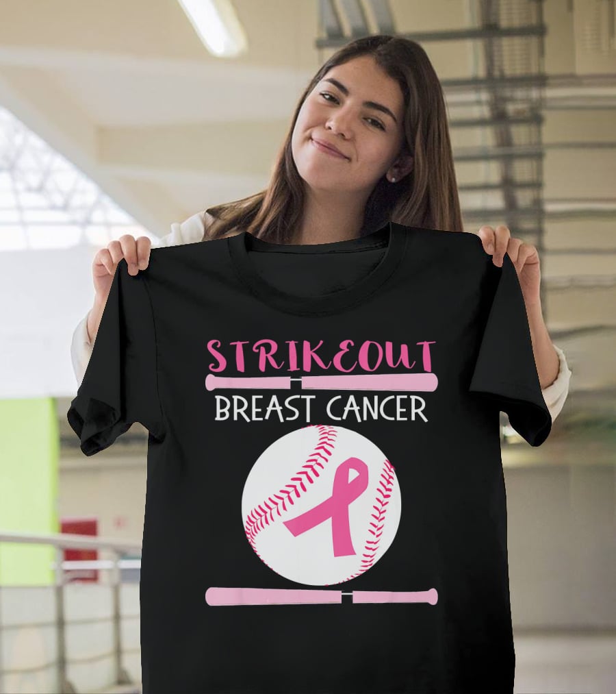 Strikeout Breast Cancer Baseball Catcher Player Team Co T-Shirt