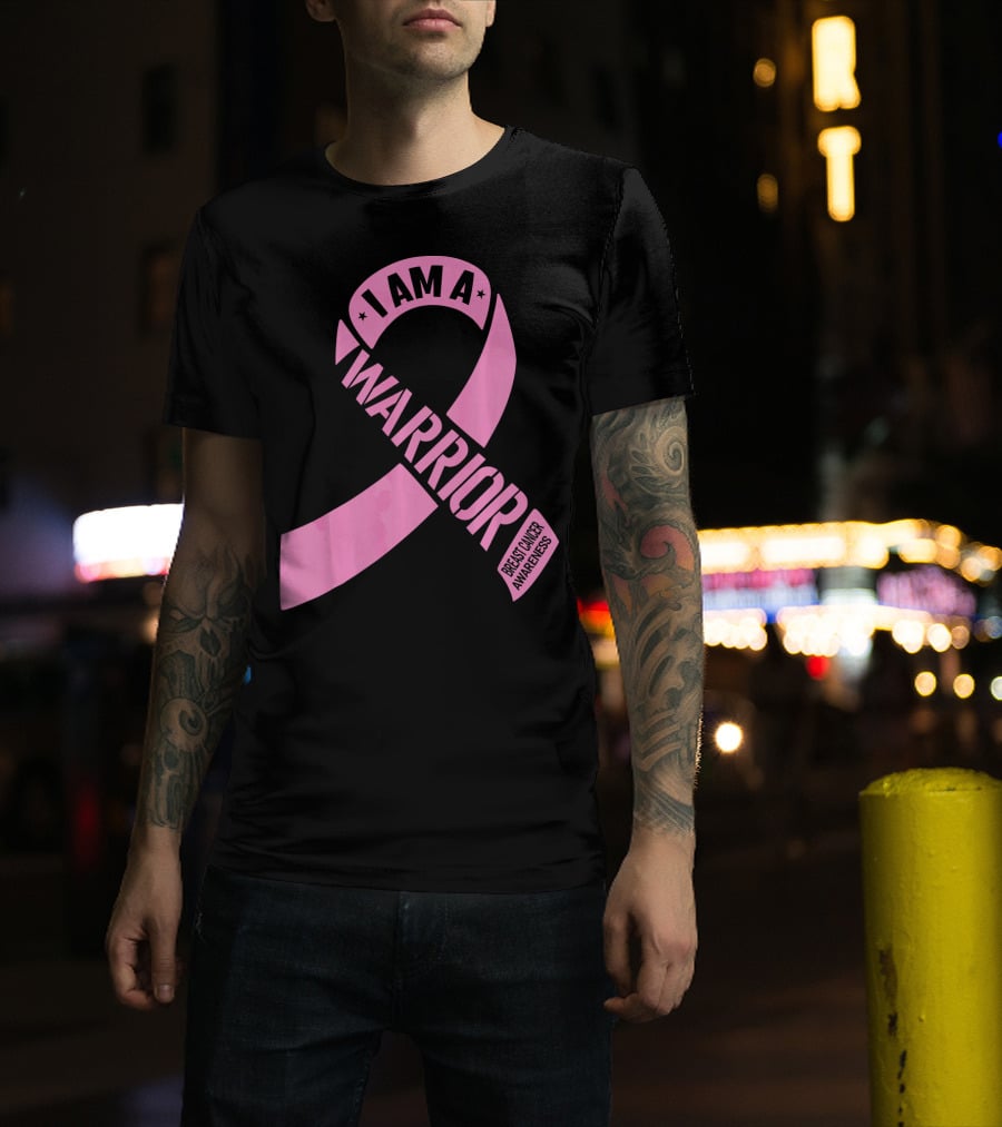 I Am A Warrior Pink Ribbon Breast Cancer Awareness T-Shirt