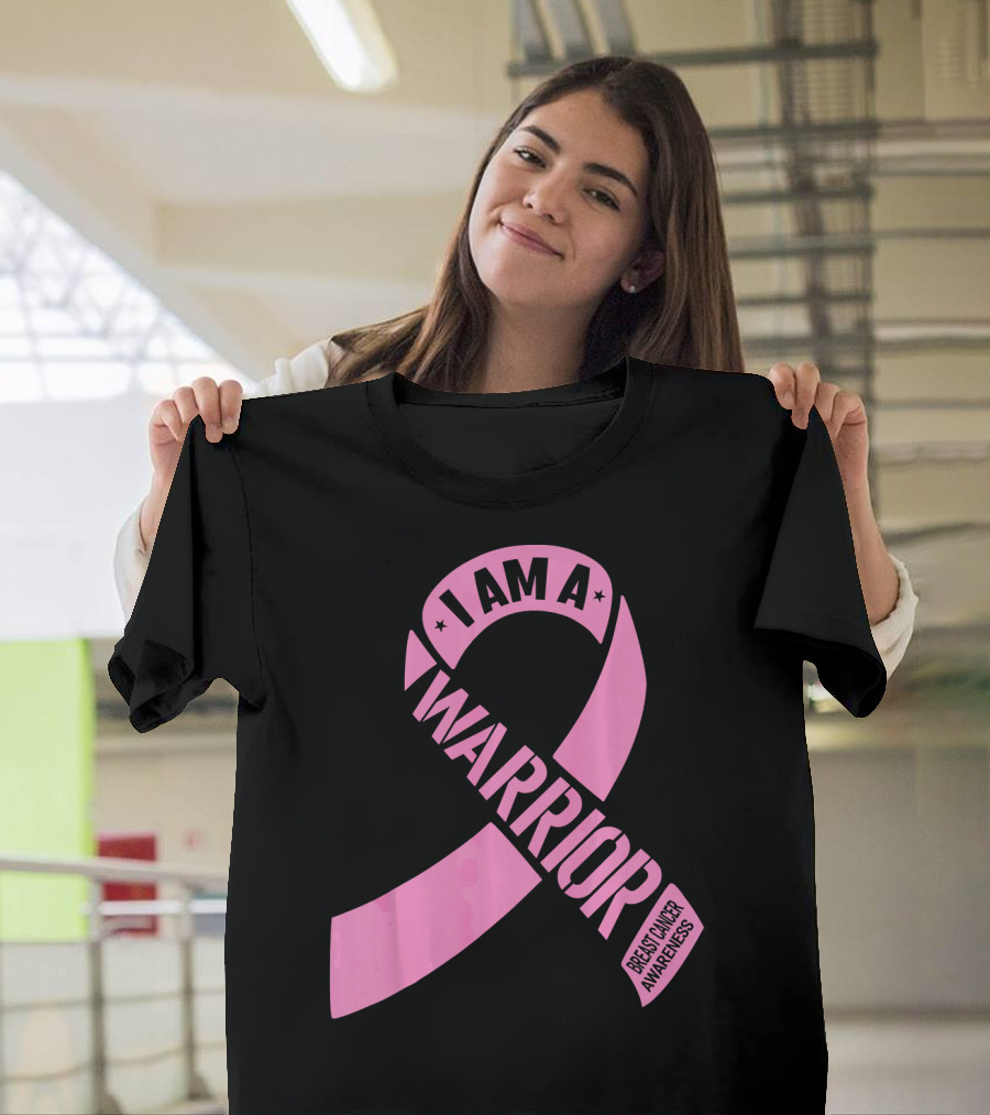 I Am A Warrior Pink Ribbon Breast Cancer Awareness T-Shirt