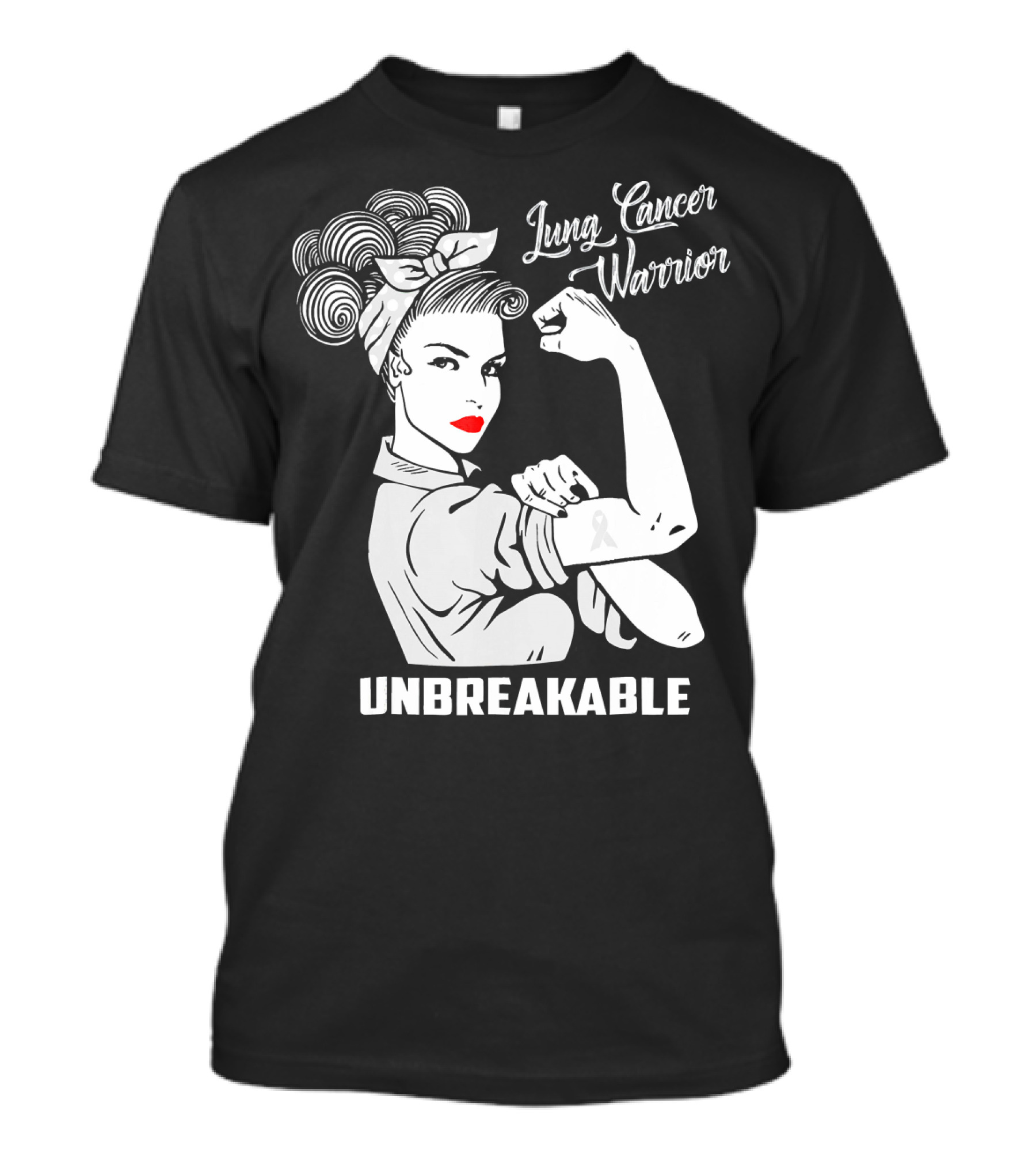 Lung Cancer Warrior Unbreakable Rosie The Riveter T-Shirt
