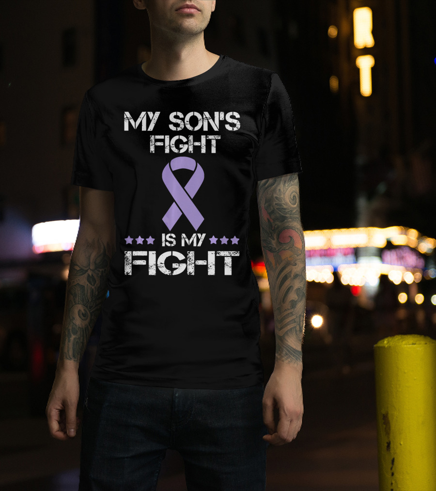 My Son's Fight Is My Fight Purple Ribbon Awareness T-Shirt
