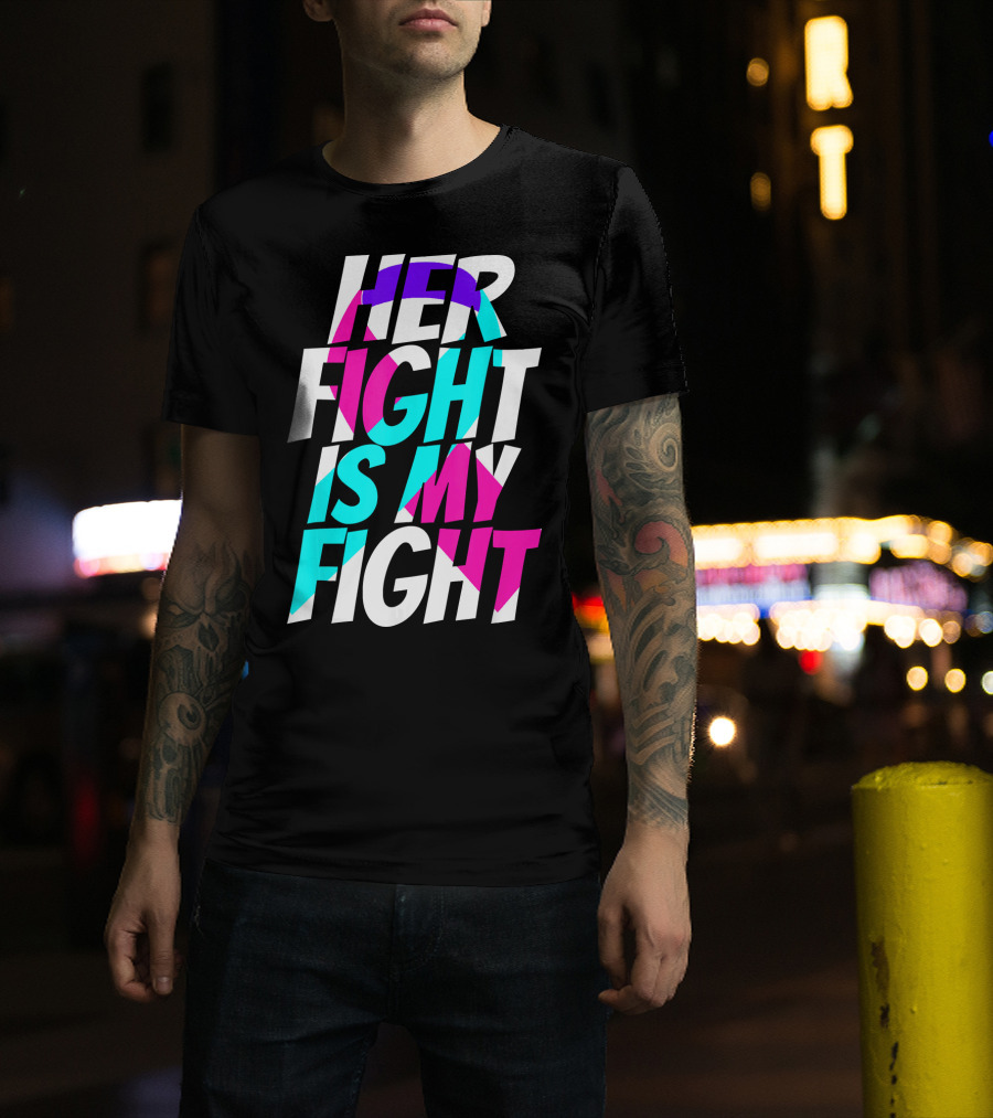 Her Fight Is My Fight Ribbon Thyroid Cancer Awareness T-Shirt