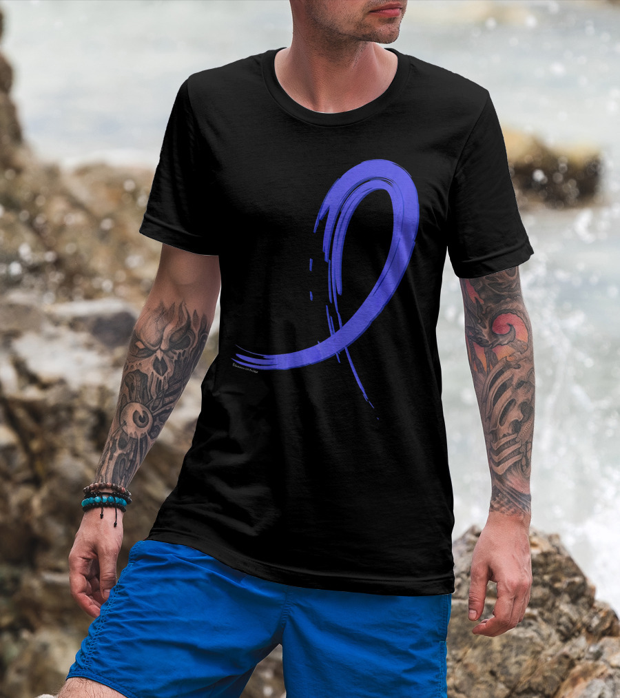 Colon Cancer Blue Graffiti Ribbon Awareness T-Shirt