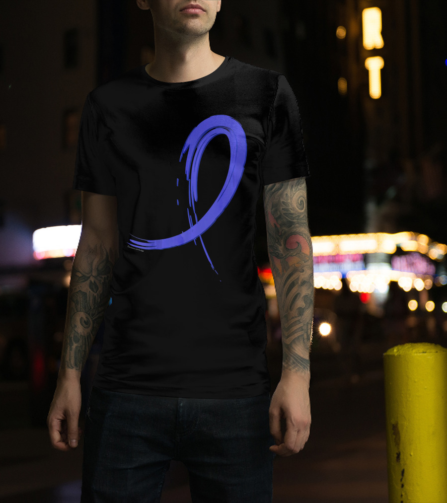 Colon Cancer Blue Graffiti Ribbon Awareness T-Shirt