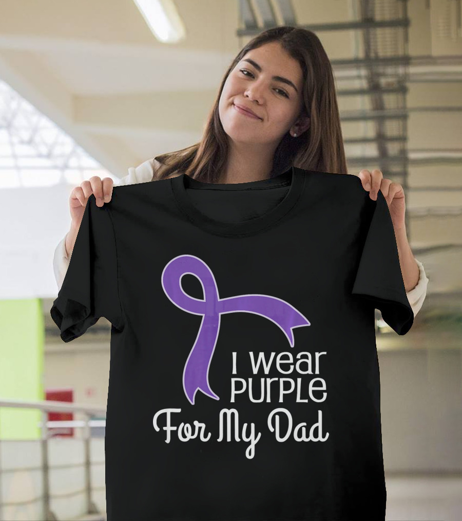 I Wear Purple Ribbon for My Dad Alzheimer's Lupus Pancrea T-Shirt