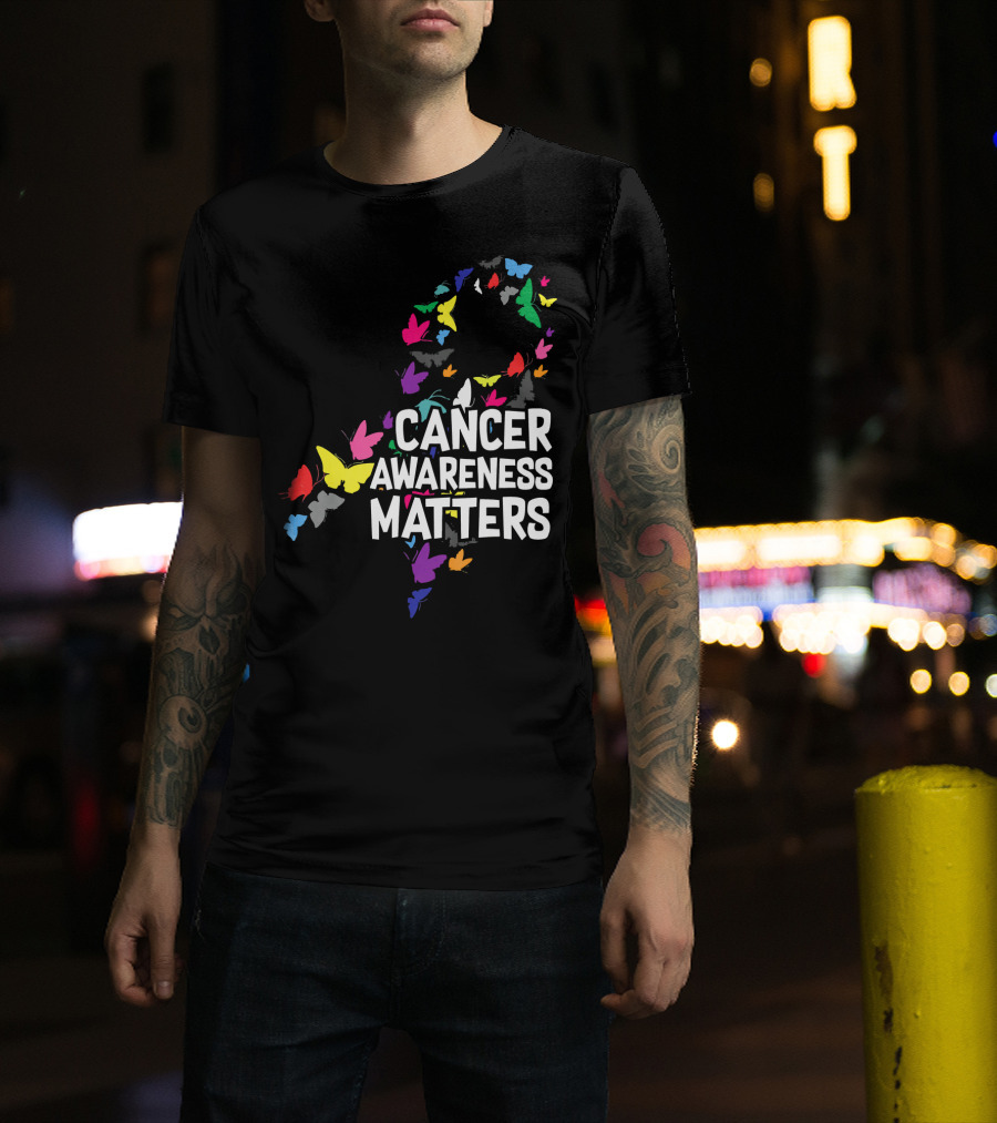 Cancer Awareness Matters Butterfly Ribbon T-Shirt