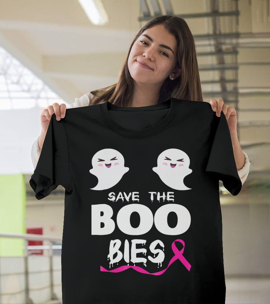 Save the BOO Bies Ghosts Pink Ribbon Breast Cancer Support T-Shirt