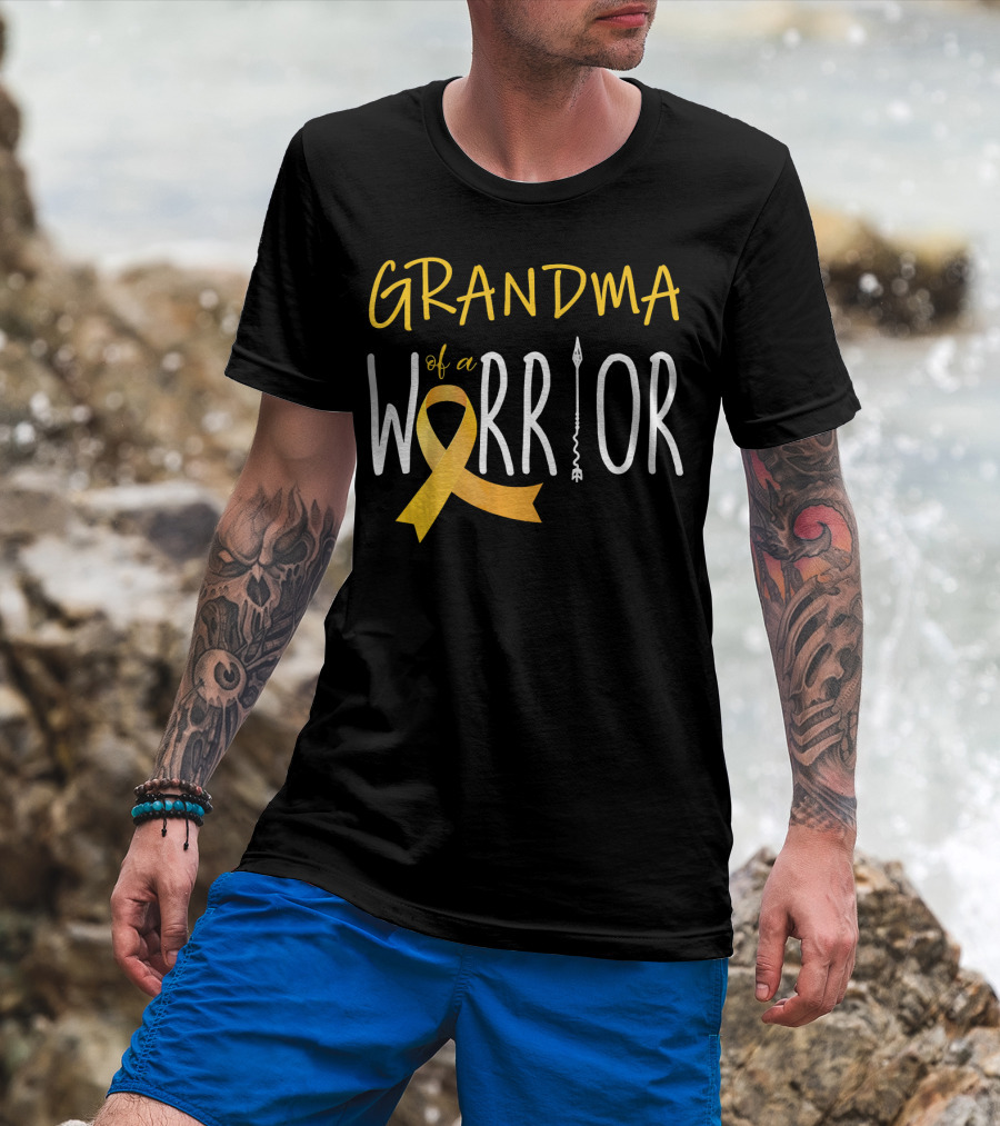Grandma Of A Warrior Childhood Cancer Awareness T-Shirt