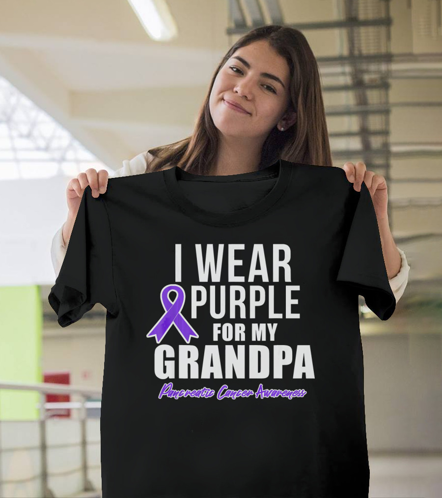I Wear Purple For My Grandpa Pancreatic Cancer Awareness T-Shirt