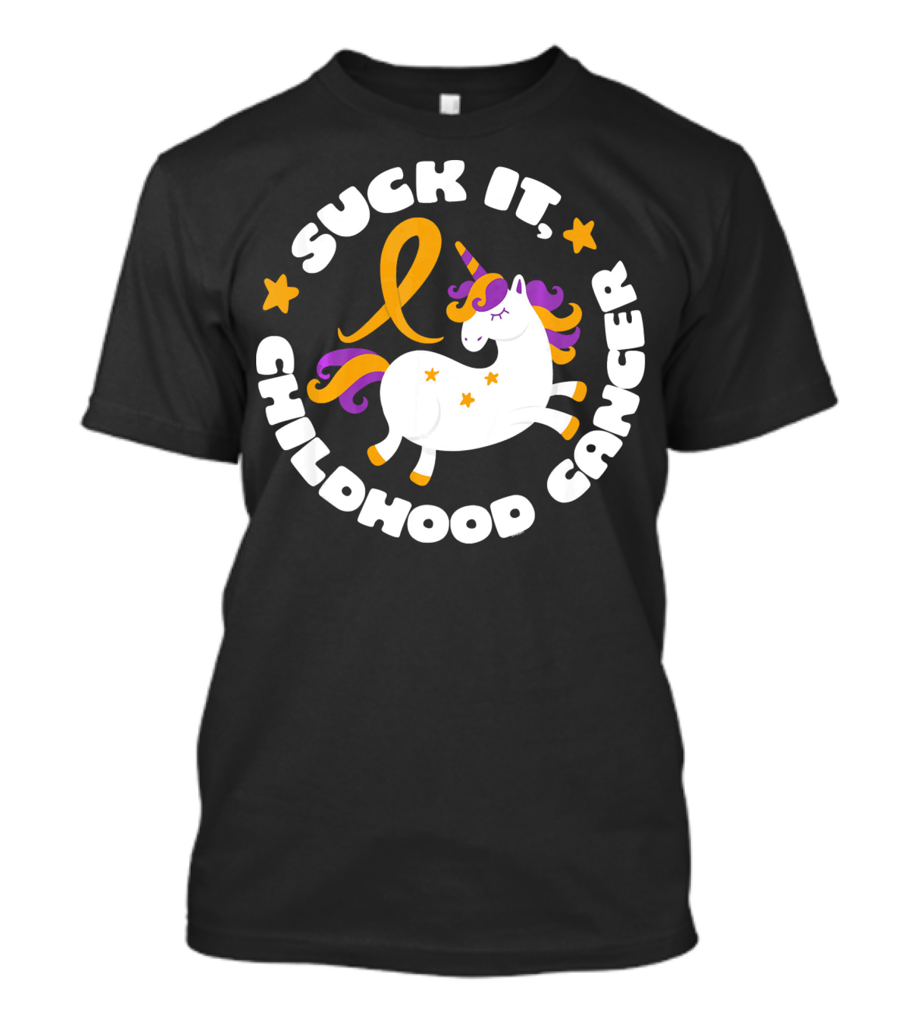Suck It Childhood Cancer Unicorn Ribbon Fighter T-Shirt