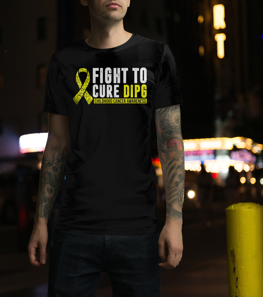 Fight To Cure DIPG Childhood Cancer Awareness Yellow T-Shirt