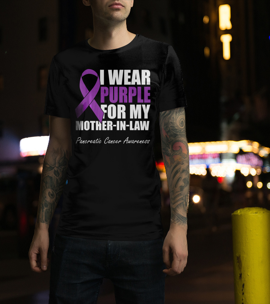 I Wear Purple For My Mother-In-Law Pancreatic Cancer Awareness T-Shirt