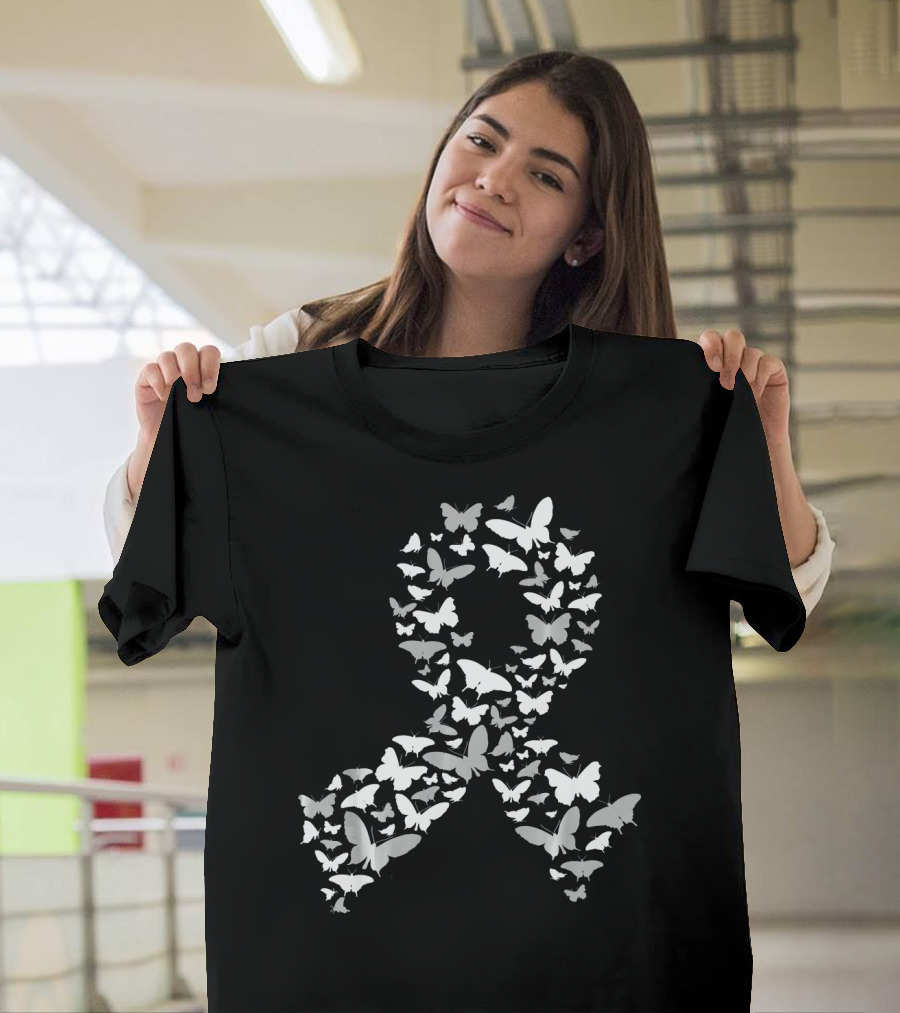 Brain Cancer Awareness Butterfly Ribbon T-Shirt