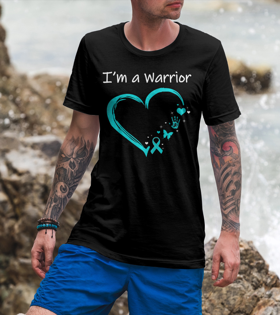 I'm A Warrior Ovarian Cancer Heart Awareness T-Shirt