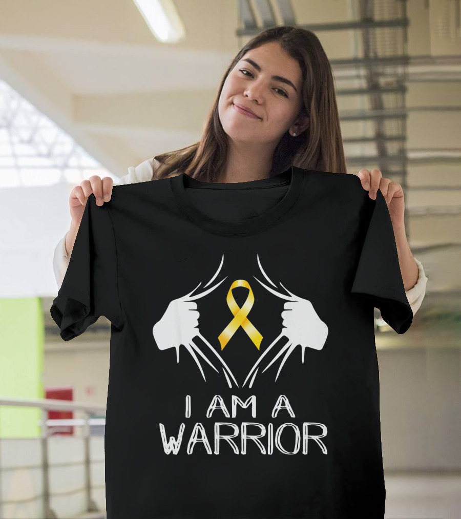 I Am A Warrior Childhood Cancer Awareness Yellow T-Shirt