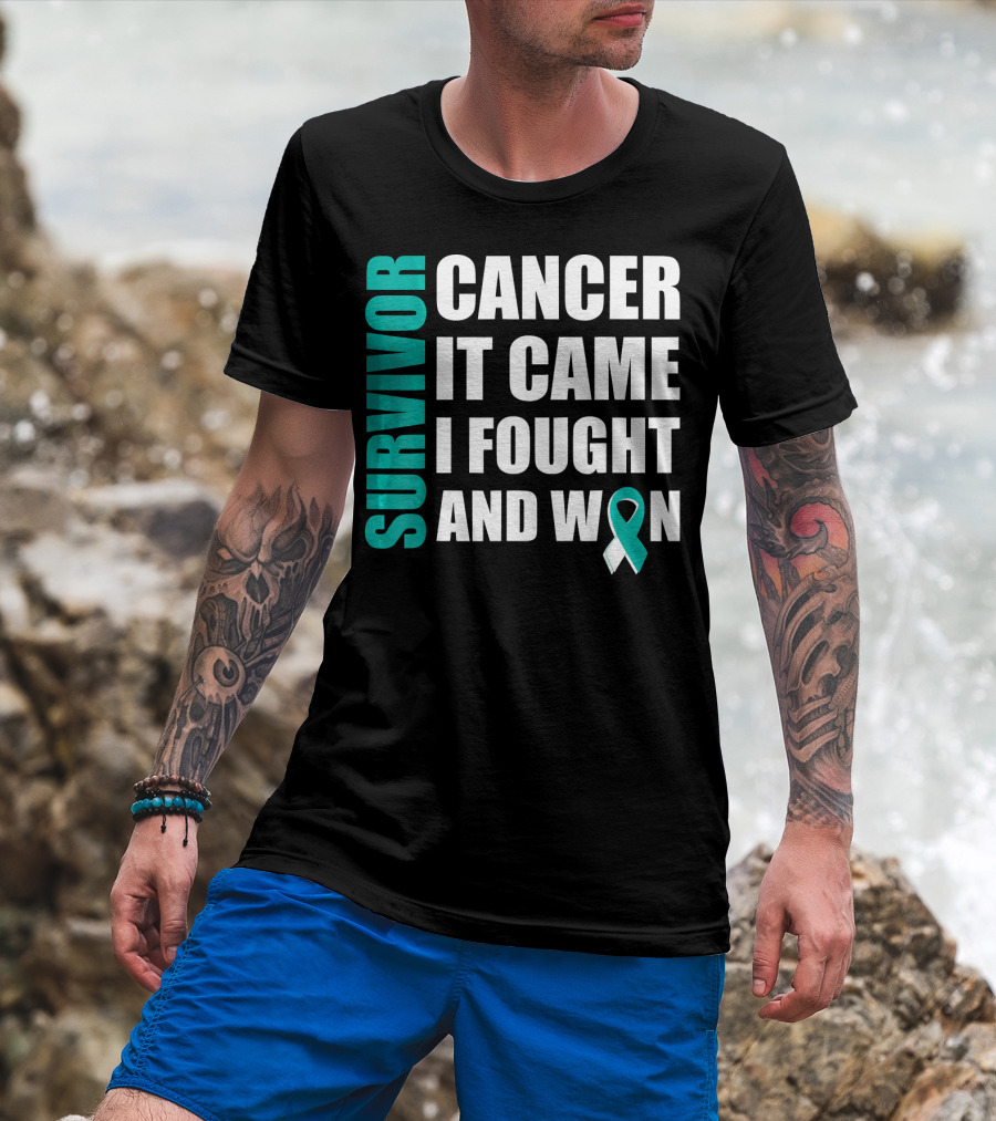 Survivor Cancer It Came I Fought And Won Cervical Cancer Awareness Fight Cancer T-Shirt