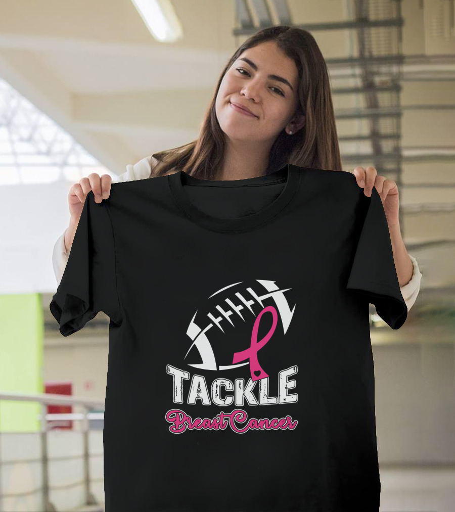Tackle Breast Cancer Awareness Football T-Shirt