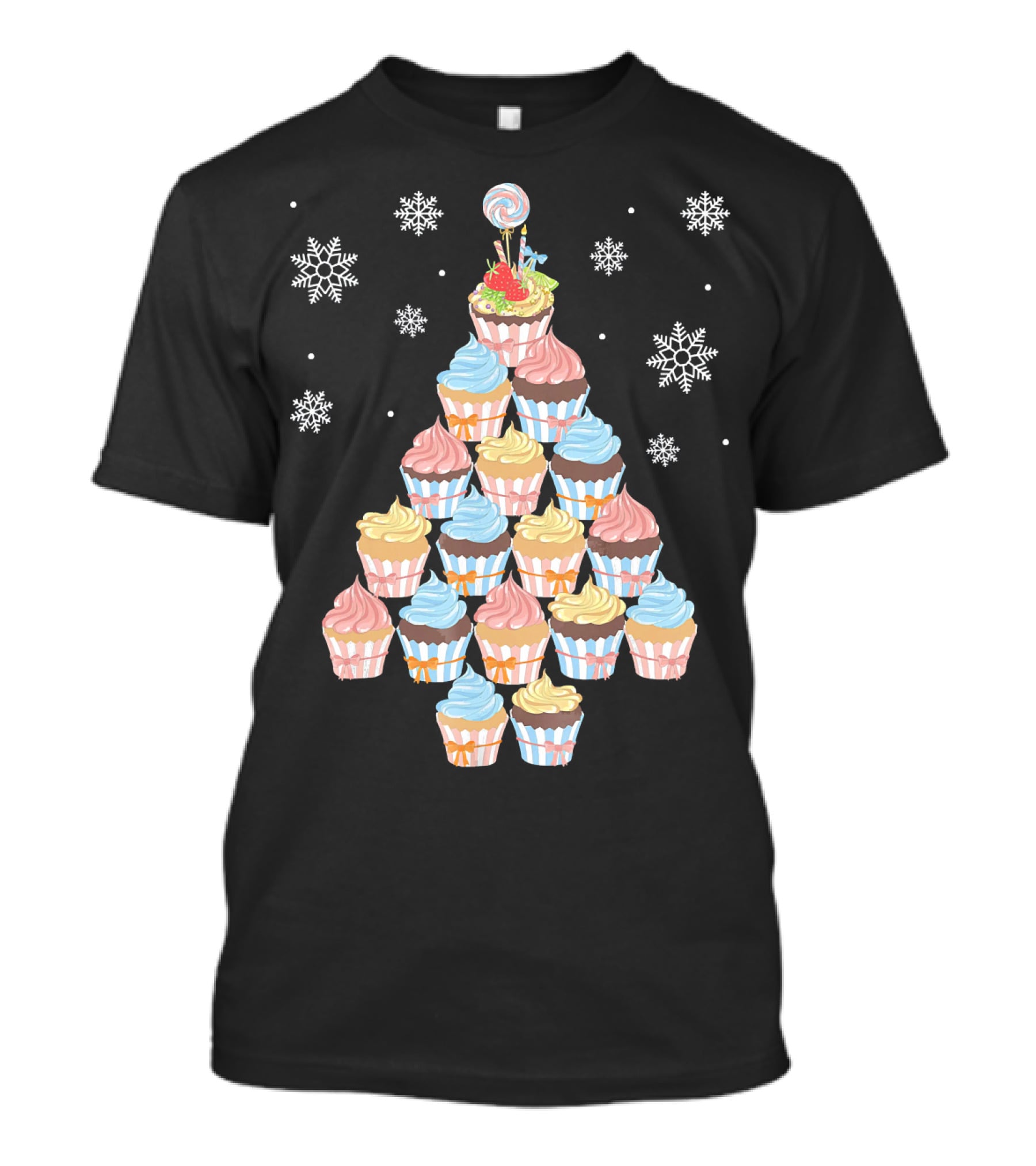 Cupcake Christmas Tree Baker Bak Festive Snowflake Topping T-Shirt