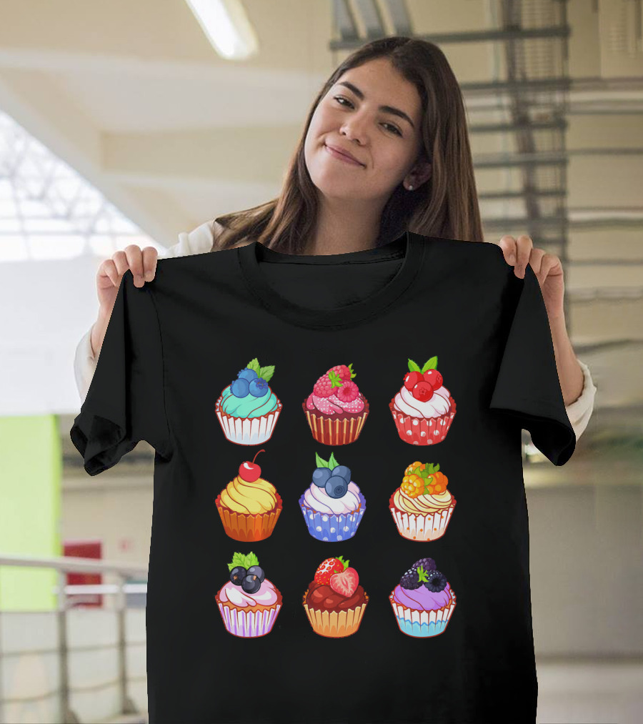 Yummy Cupcake Dessert Challenge Berry Toppings Collection T-Shirt