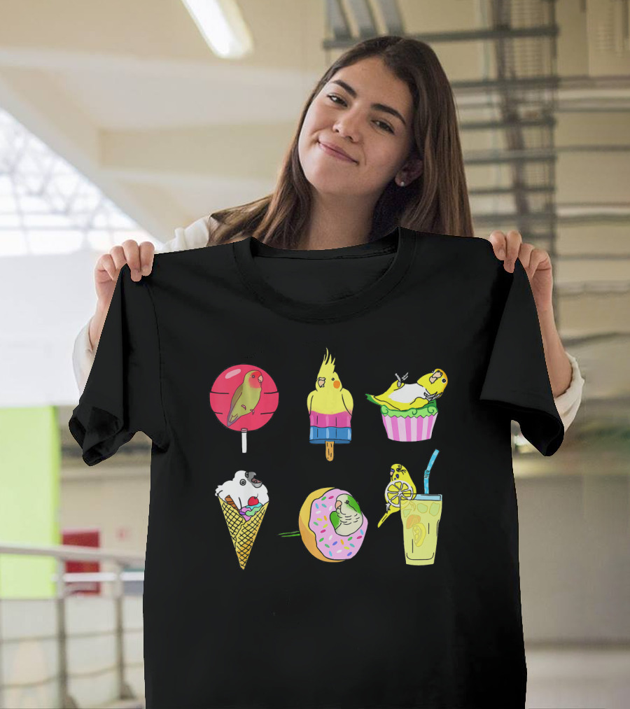 Sweet Ice Cream Lollipop Lemonade Donut Cup Parrot Treats T-Shirt